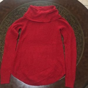 BCX Red Long Sleeve knitted Shimmery Top Size XS